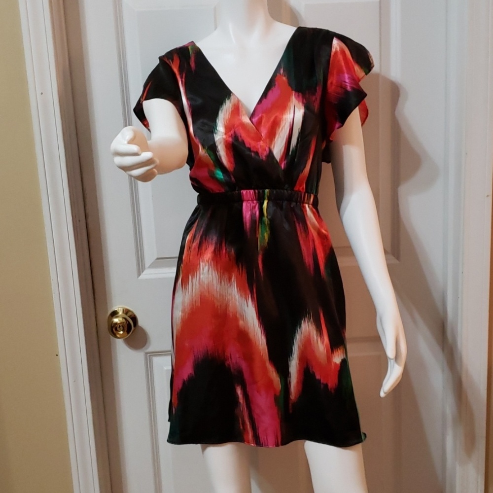 Silky deep V plunge open back dress